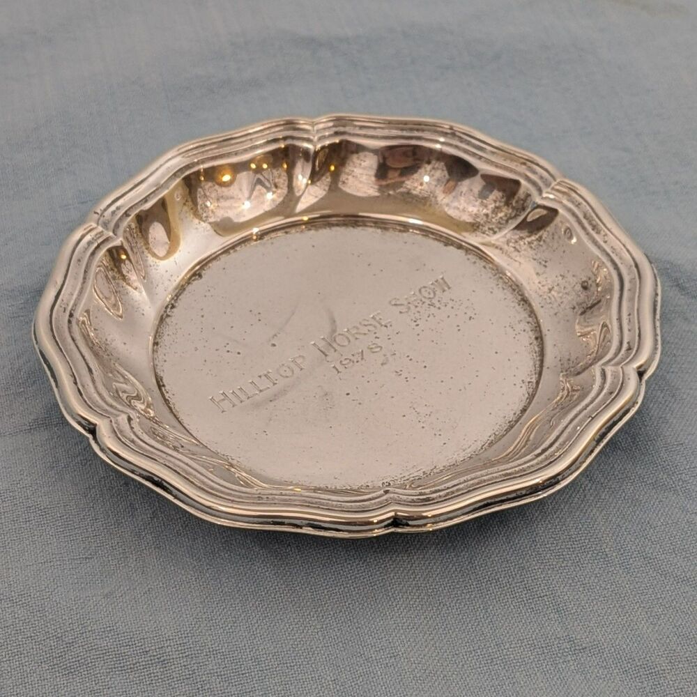 1978 Hilltop Horse Show Silverplate Dish - Small Scalloped Equestrian Award Tray